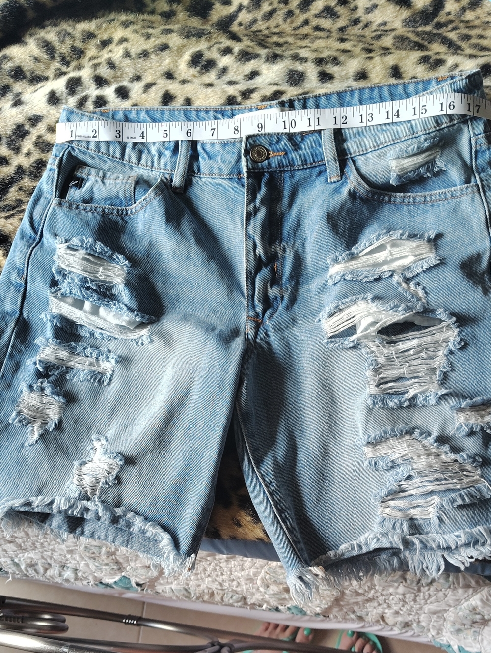 KanCan Light Blue Distressed Denim Shorts